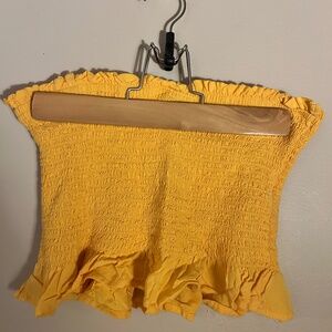 Yellow medium ruffle tube top Forever 21